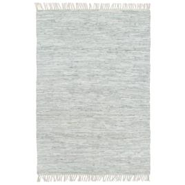 Tapete chindi tecido à mão couro 190x280 cm cinzento-claro