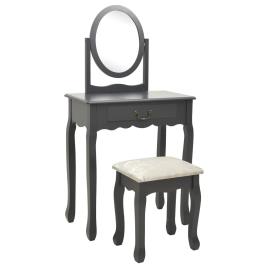 Toucador c/ banco 65x36x128 cm MDF e madeira paulownia cinzento