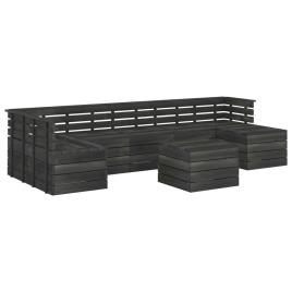8 pcs conj. lounge de paletes p/ jardim pinho cinzento-escuro