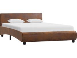 Cama LED VIDAXL (Castanho - Tecido - 217x144x65 cm)