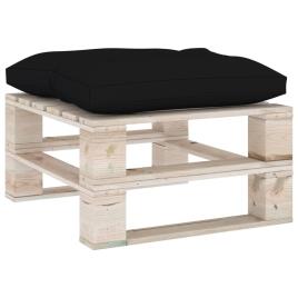 Otomano de paletes para jardim com almofadão preto pinho