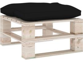 Otomano VIDAXL Com Almofadão (Preto - Madeira - 60 x 61.5 x 31 cm)