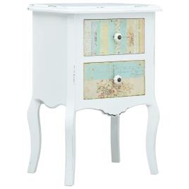 Mesa de cabeceira 43x32x65 cm MDF branco e castanho