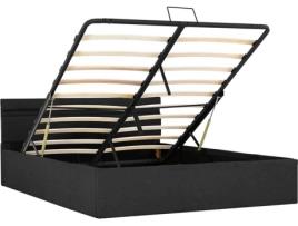 Cama LED Hidráulica Arrumação VIDAXL 285602 (Cinzeto - Tecido - 211x128x73 cm)