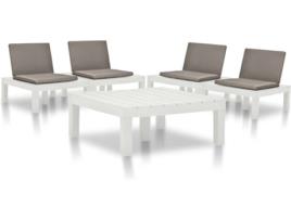 Conjunto de Jardim VIDAXL Lounge (Branco - Plástico - 78x78x31 cm - 5 Peças)
