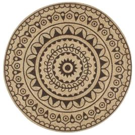 Tapete artesanal em juta com impressão a castanho escuro 150 cm