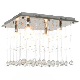 Candeeiro de teto com contas de cristal G9 cúbico prateado