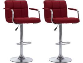 Cadeiras de Bar VIDAXL (Vermelho - Tecido - 53 x 52 x 112 cm)