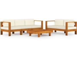 Conjunto Lounge VIDAXL Com Almofadão 3057930 (Castanho - Madeira de acácia - 100 x 60 x 25 cm)