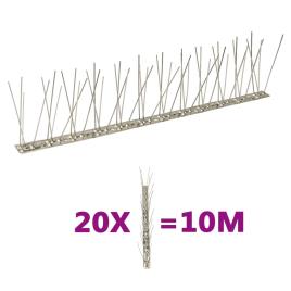Conjunto 20 picos pássaros e pombos 2 filas 10m aço inoxidável