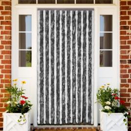 Cortina anti-insetos 100x220 cm chenille cinzento e branco