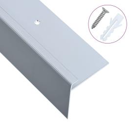 Perfil p/ escada em forma de F 15 pcs alumínio 100 cm prateado