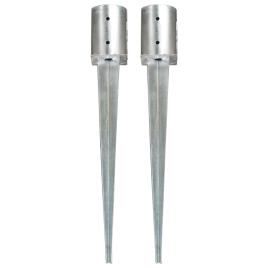 Estacas de enterrar 2 pcs 10x76 cm aço galvanizado prateado