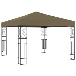 Gazebo 3x3 m tecido cinzento-acastanhado