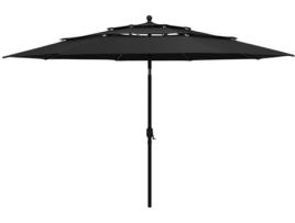 Guarda-Sol VIDAXL (Preto - Poliéster - 3.5 m)