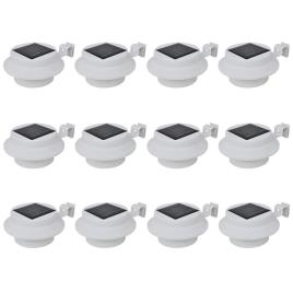 Candeeiros solares de exterior LED para vedações 12 pcs branco