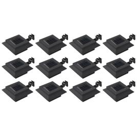 Candeeiro de exterior solar LED 12 pcs preto quadrado 12 cm