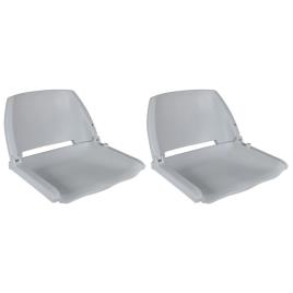 Assentos de barco 2 pcs encosto dobrável 41x51x48 cm cinzento