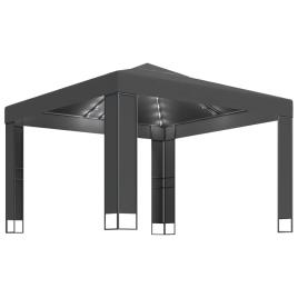 Gazebo com toldo duplo e cordões de luzes 3x3 m antracite