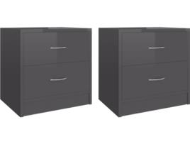 Conjunto de 2 Mesa de Cabeceira VIDAXL 801052 (Cinzento - Aglomerado de Madeira - 40x30x40 cm)