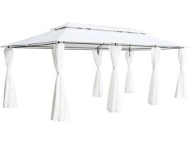 Pérgula VIDAXL com Cortinas (Branco - Tecido - 600x298x270 cm)