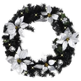 Grinalda de Natal com luzes LED 60 cm PVC preto