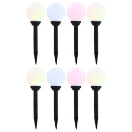 Candeeiro solar de exterior LED 8 pcs esférico 15 cm RGB