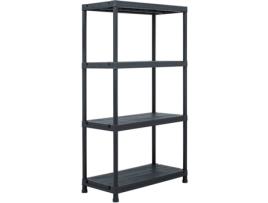 Estante de arrumação 100 kg 60x30x138 cm plástico preto