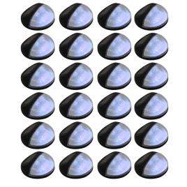 Candeeiro de parede solar LED de exterior 24 pcs preto redondo