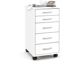 Armário móvel com 5 gavetas branco