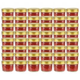 Frascos de vidro com tampas douradas 48 pcs 110 ml