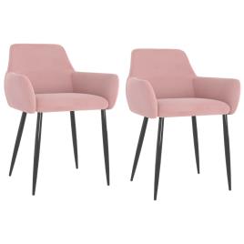 Cadeiras de jantar 2 pcs veludo cor-de-rosa