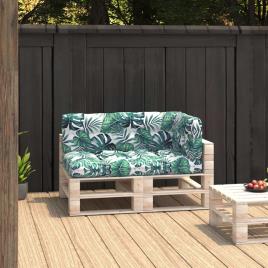 Almofadões para sofás de paletes 3 pcs padrão de folhas