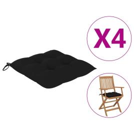 Almofadões de cadeira 4 pcs 40x40x7 cm tecido preto
