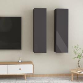 Móveis de TV 2 pcs 30,5x30x110cm contraplacado cinza brilhante