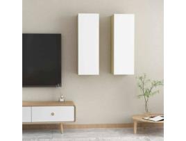 Móveis de TV 2 pcs 30,5x30x90cm contrap. branco/carvalho sonoma