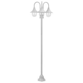 Candeeiro de pé p/ jardim c/ 3 braços E27 220cm alumínio branco