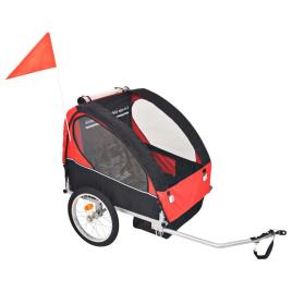 Atrelado de bicicleta para crianças vermelho e preto 30 kg
