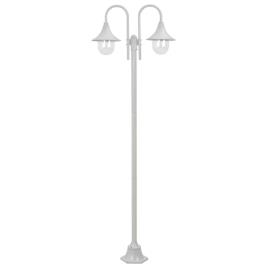Candeeiro de pé p/ jardim c/ 2 braços E27 220cm alumínio branco