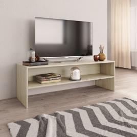 Móvel de TV 120x40x40 cm contraplacado branco e carvalho sonoma