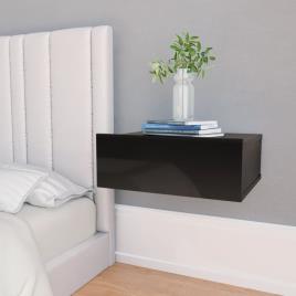 Mesa de cabeceira suspensa 40x30x15 cm contrap. preto brilhante