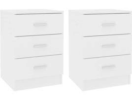 Conjunto de 2 Mesa de Cabeceira VIDAXL 800451 (Branco - Aglomerado de Madeira - 38x35x56 cm)