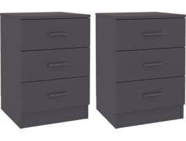 Conjunto de 2 Mesa de Cabeceira VIDAXL 800455 (Cinzento - Aglomerado de Madeira - 38x35x56 cm)