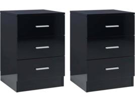 Conjunto de 2 Mesa de Cabeceira VIDAXL 800465 (Preto - Aglomerado de Madeira - 38x35x56 cm)