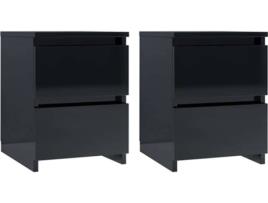 Conjunto de 2 Mesa de Cabeceira VIDAXL 800528 (Preto - Aglomerado de Madeira - 30x30x40 cm)