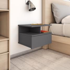 Mesa de cabeceira suspensa 2 pcs 40x31x27 cm cinzento brilhante
