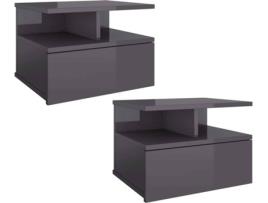 Conjunto de 2 Mesa de Cabeceira VIDAXL 800422 (Cinzento - Aglomerado de Madeira - 40x31x27 cm)
