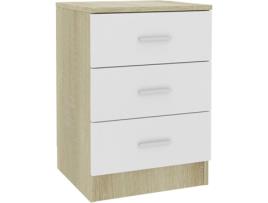 Mesa de cabeceira 38x35x56 cm contrap. branco/carvalho sonoma