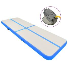 Colchão de ginástica insuflável c/ bomba 500x100x20 cm PVC azul