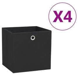 Caixas arrumação 4 pcs tecido-não-tecido 28x28x28 cm preto